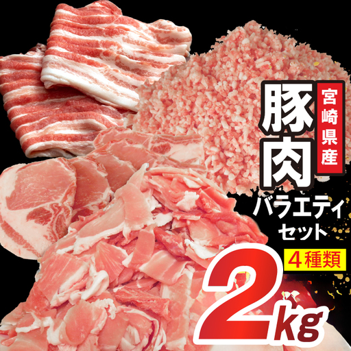 豚肉 詰め合わせ 宮崎県産豚肉 バラエティ セット 4種 2kg
