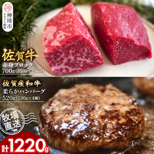 佐賀牛 赤身ブロック700g・柔らかハンバーグ4個(H122105)