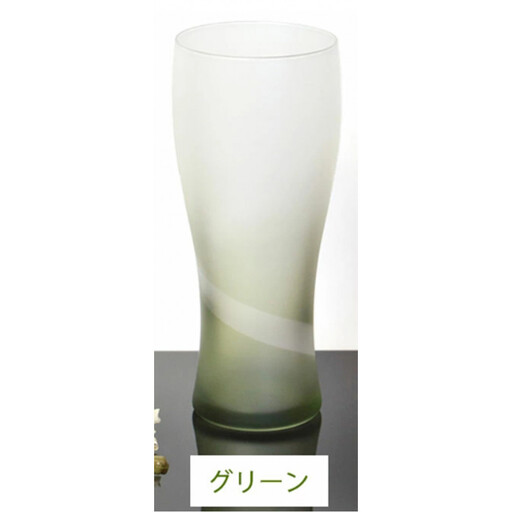 みよし漆器本舗 ぬりもん de Verre ビアグラス 単品 335ml シルキーライン 紀州塗り グリーン