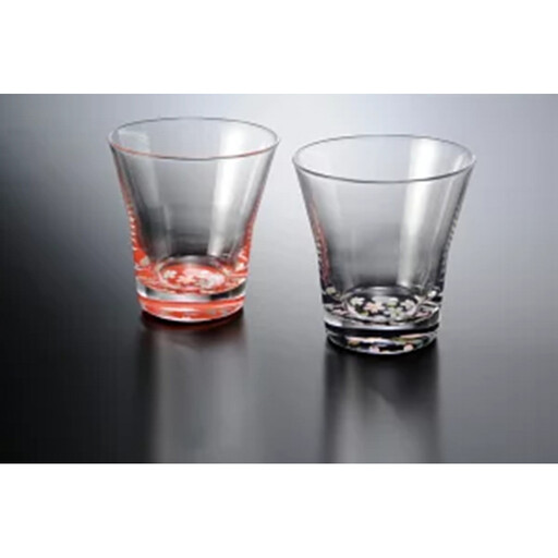 みよし漆器本舗  紀州塗り ぬりもん de Verre フリーグラス ペアセット 蒔絵 桜 赤・黒 210ml