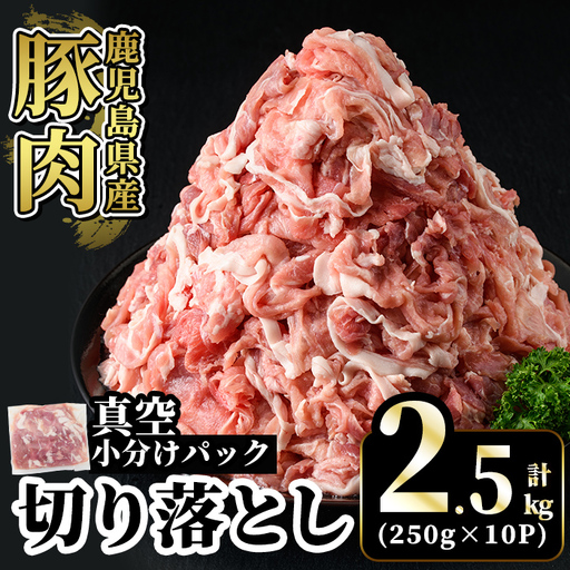 【寄附額改定】A5-033-B 国産！鹿児島県産豚肉切り落とし真空小分け 250g×10P(計2.5kg)【肉の豊楽】霧島市 豚肉 ぶたにく 豚 小分け 切り落とし 真空パック 切落し 冷凍