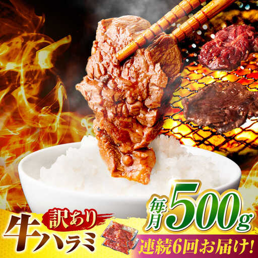 【6回定期便】【訳あり】味付けハラミ 500ｇ(250ｇ×2パック) [AVBO040]