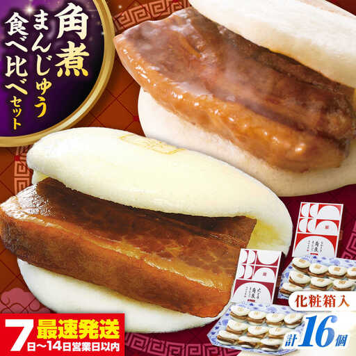 【化粧箱入り】長崎角煮まんじゅう ＆ 大とろ角煮まんじゅう 各8個　《壱岐市》【岩崎本舗】冷凍 豚 豚角煮 角煮饅頭 簡単調理 おやつ お取り寄せ 長崎[JHA051]