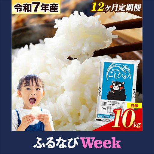 【ふるなびWEEK対象】【12ヶ月定期便】白米 こしひかり 10kg