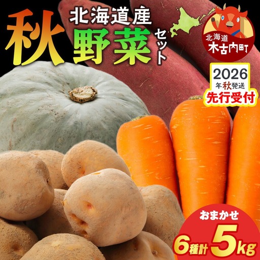 [2026年10月上旬以降順次発送]秋野菜 詰め合わせ 6種 計5kg サツマイモ かぼちゃ じゃがいも にんじん 他おたのしみ