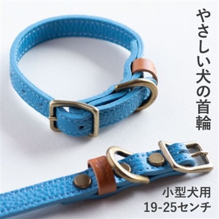 首輪 本革 イタリアンレザー ブルー 小型犬用 (19-25センチ)ペット用品【dc-01ss】【1661919】