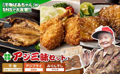 【アジ好き必見！】浜田名物アジ三昧セット（干物・みりん干し・アジフライ） 【025_0438】