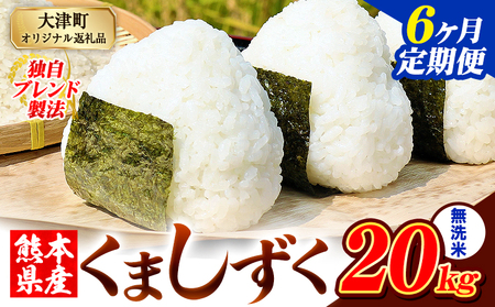 【6ヶ月定期便】無洗米 熊本県産 ブレンド米 くましずく 20kg 熊本県産 ふるさと納税 無洗米 米 こめ ふるさとのうぜい コメ お米 おこめ《お申込み翌月から出荷》