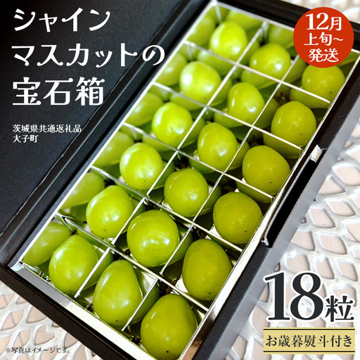 [ お歳暮 熨斗付き ] シャインマスカット の宝石箱 18粒 (茨城県共通返礼品:大子町)