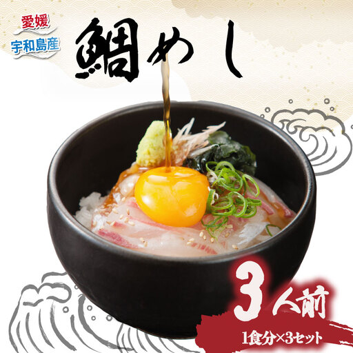 【 海鮮丼 】 鯛めし 鯛 3食 アクアプラス D010-090007