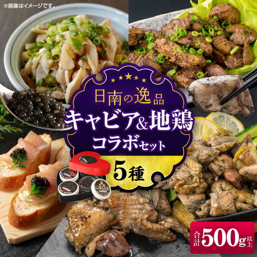 数量限定 日南の逸品 キャビア&地鶏 コラボセット (全5種類) 炭火焼 地頭鶏 三大珍味 高級 黒いダイヤ 魚卵 魚介 魚貝 国産 食品 加工品 惣菜 簡単調理 プレゼント 贈り物 ギフト ご褒美 お祝い 記念日 パーティー お取り寄せ グルメ 宮崎県 日南市 送料無料_DD16-25