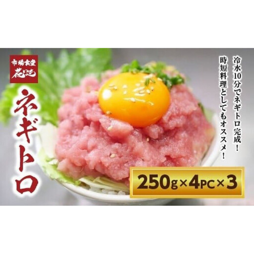 【花いち】ネギトロ 3kg (250g×4パック)×3【11100-1897】