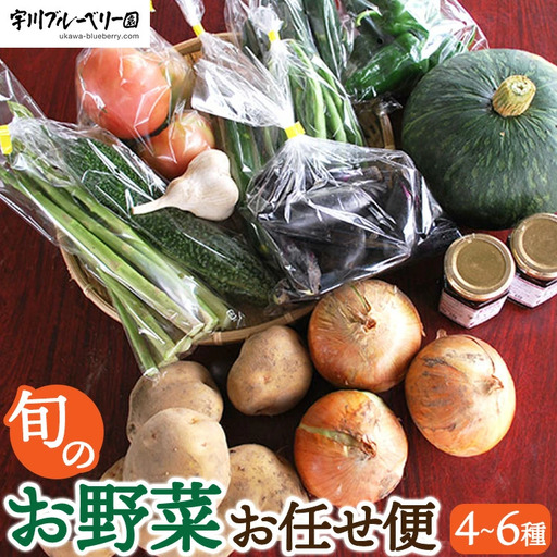 [2026年先行予約］宇川ブルーベリー園の旬のお野菜おまかせ便 4～6種 80サイズ箱でお届け　※2026年10月～発送