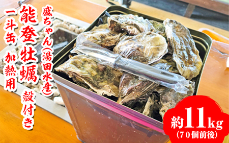 [発送時期が選べる]盛ちゃん(湯田水産) 能登牡蠣 殻付き 一斗缶(70個前後) 約11kg 加熱用 | 牡蠣 ※2027年2月〜発送
