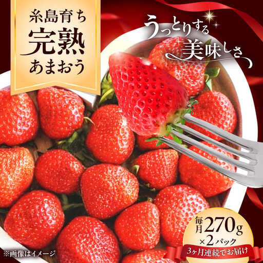 【先行受付】【全3回定期便】福岡県 糸島市産 完熟 あまおう いちご （約270g×2パック） 【2027年3月以降順次発送】 糸島市 / mhshops / 苺 イチゴ[AKQ004]