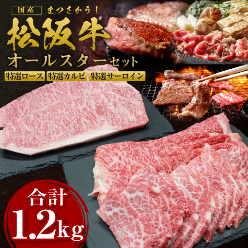 松阪牛 特選ロース すき焼き用 400g 特選カルビ 焼き肉用 400g 特選サーロイン ステーキ用 400g(200g×2枚)国産松坂牛
