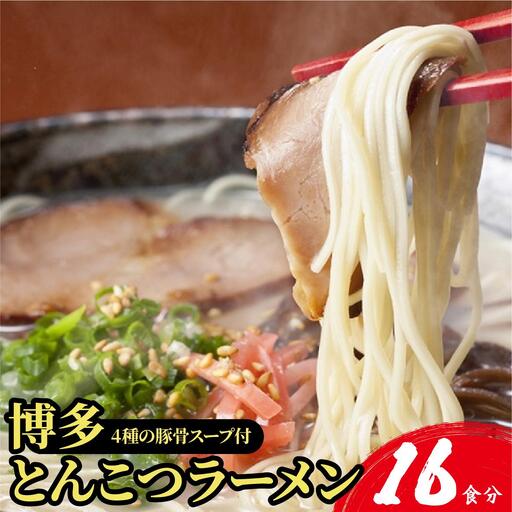 【4種の豚骨スープ】博多とんこつラーメン16食分【本場博多産のスープ】