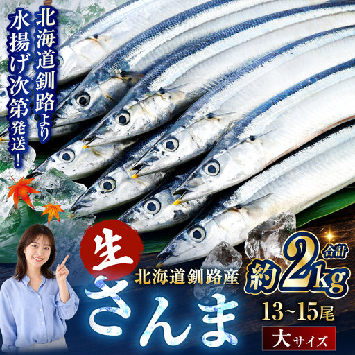 期間限定 新鮮 生さんま 2kg 13～15尾 【2026年10月上旬より発送開始】 秋刀魚 鮮魚 魚 冷蔵 旬 刺身