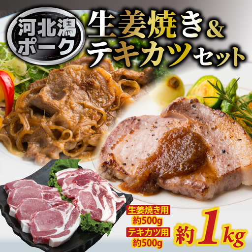河北潟ポーク 生姜焼き & テキカツセット 約1kg | 豚肉 ブランド豚