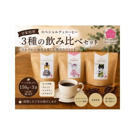 自家焙煎コーヒー豆・３種飲み比べセット