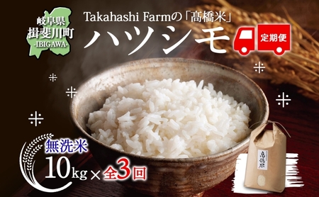 ハツシモ 高橋米 無洗米 大粒 ブランド米 ハツシモ[10kg][定期便全3回 先行予約]