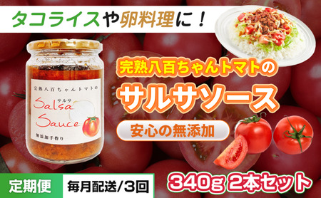 【定期便・全3回】サルサソース 340g 2本セット ×3回｜国産 姫路産 八百ちゃんトマト 着色料・保存料不使用