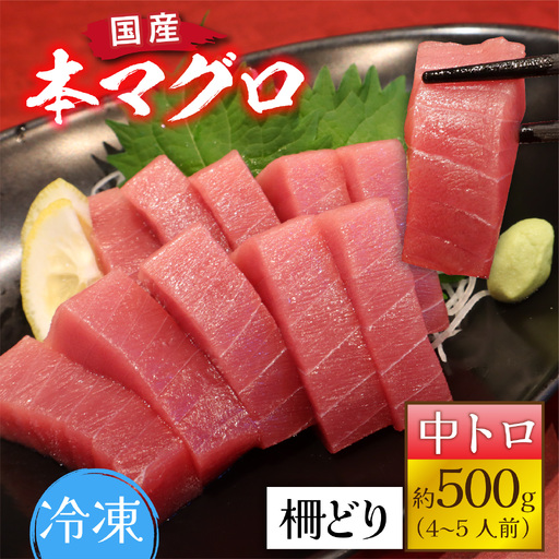 国産 本マグロ 中トロ 約500g 3～4人前 / まぐろ [B-066006]