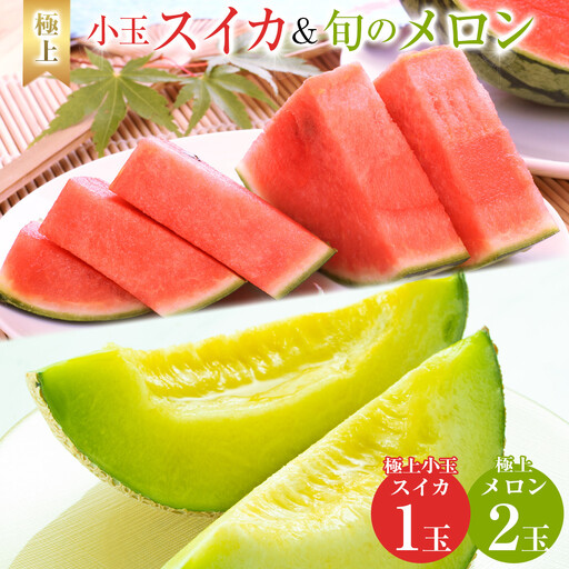 [2027年産先行予約]極上小玉スイカと旬のメロン2玉セット ※2027年6月上旬〜7月下旬頃に順次発送予定 スイカ