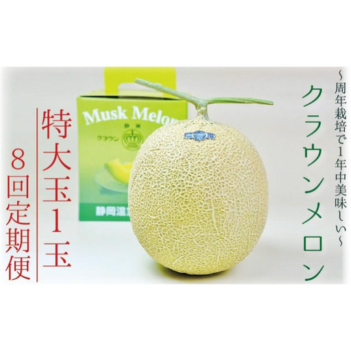 メロン 8ヶ月 定期便 クラウン 白等級 特大玉 1玉 メロン