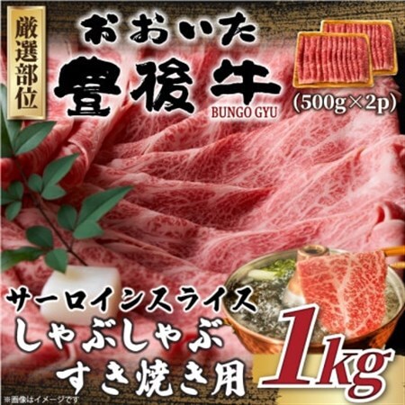 【毎月定期便】厳選部位 おおいた豊後牛サーロインしゃぶすき焼き用1kg 500g×2(日出町)全6回【配送不可地域：離島】【4074266】