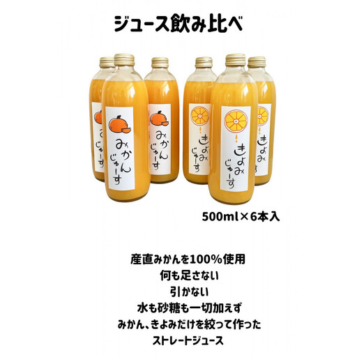 みかんジュース 3本・きよみジュース 3本セット