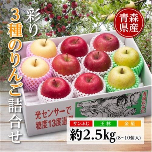 りんご/青森県産　彩り3種のりんご詰合せ 約2.5kg【配送不可地域：離島】【1655314】