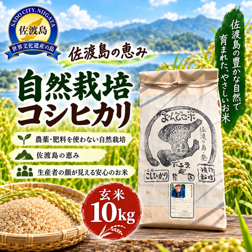 コシヒカリ 自然栽培 玄米 10kg だるま庵農園 | 新潟県 佐渡市 コシヒカリ