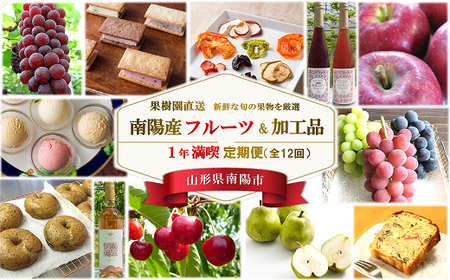 [定期便12回] 南陽産フルーツ&加工品 1年満喫定期便 『漆山果樹園』 山形県 南陽市 [1180-2]