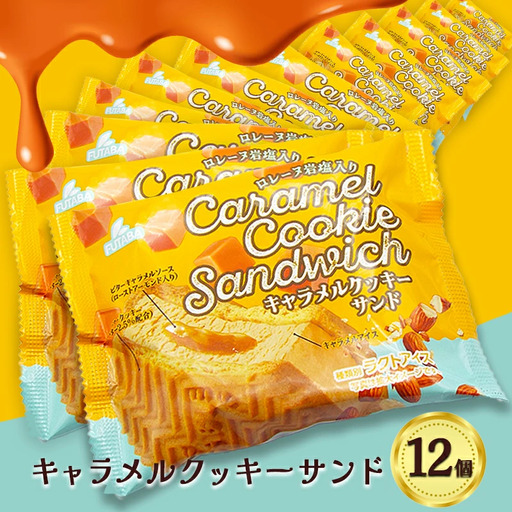 フタバ食品　キャラメルクッキーサンド　12個/人気返礼品 フタバ食品 福袋 スイーツ デザート 大容量 プレミアム 人気 お取り寄せ 限定品 オリジナル 食べ比べ 詰め合わせ 氷菓子 バニラ チョコ アソート 大人におすすめ 子供 おやつ 夏 ひんやり 一押し