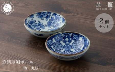 有田焼 手描き 渕錆厚渕ボール(椿・丸紋) ～華一園シリーズ～【西山錦華堂】食器 器 うつわ 鉢 小鉢 ボウル 椿 丸紋 つばき ツバキ 手描き レトロ オーブンOK 45000円 fp012