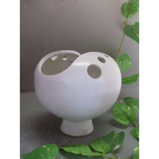 【信楽焼】白釉変形花入れ・花瓶・花器　　　nha-045