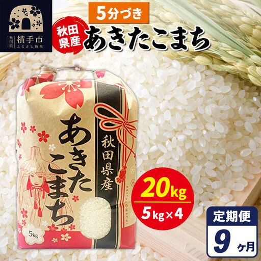 《定期便9ヶ月》あきたこまち 20kg【5分づき】令和7年産 秋田県産 こまちライン