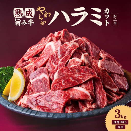 【ハラミ】 熟成旨み牛やわらかハラミカット 3kg はらみ 愛媛県 松山市 【NGB0031】