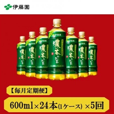 【毎月定期便】おーいお茶　濃い茶600ml24本全5回【4073643】