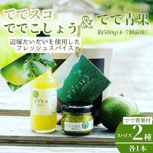 [先行予約受付中!2026年9月下旬以降準備が整い次第順次発送]ででこしょう&スコ 青果 セット(こしょう30g・スコ65ml・(辺塚だいだい)約500g) 香辛料 スパイス だいだい 橙 辺塚 お取り寄せ ギフト 贈答[岸良リトリート]