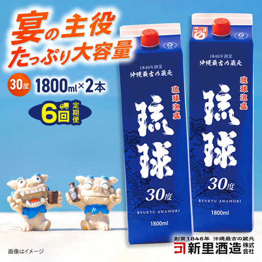 【全6回定期便】琉球泡盛 琉球パック 30度 1800ml×2 セット 泡盛 焼酎 地酒 お酒 ギフト 沖縄市 / 新里酒造株式会社[BCAS028]