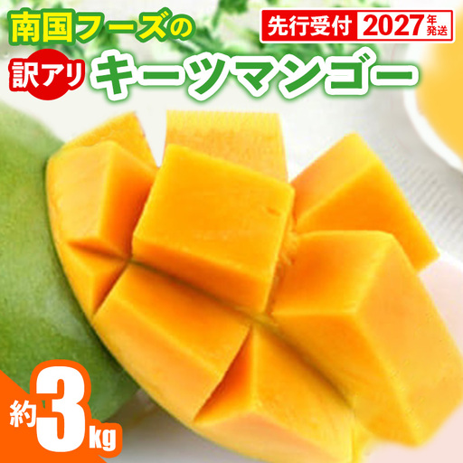 【先行受付】【2027年発送】南国フーズのキーツマンゴー 訳あり 約3kg - 先行予約 沖縄 産地直送 南国フルーツ ご家庭用 ご自宅用 国産マンゴー 希少種 オススメ 沖縄県 八重瀬町