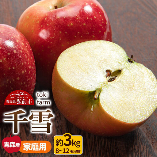 [26年11月発送]りんご 千雪 約3kg(8〜12玉程度)家庭用 toki farm 林檎 アップル 果実 果物 美味