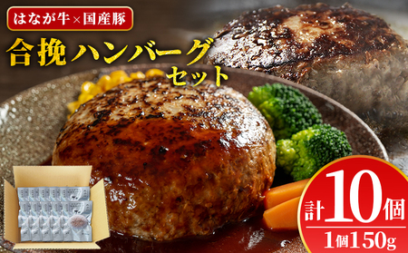 ＜合挽ハンバーグセット 10個（1個150g）＞ セット ハンバーグ はんばーぐ 合挽肉 肉 お肉 牛肉 豚肉 肉加工品 お惣菜 洋食 おかず 弁当 国産 小分け 個包装 簡単調理 特産品 ゆうぼく 愛媛県 西予市 【冷凍】『1か月以内に順次出荷予定』 UYB0015