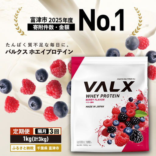 【定期便/隔月/計3回】VALX ホエイプロテイン 1kg ベリー風味