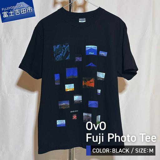  Tシャツ 半袖 BLACK Mサイズ 綿100％ 「 OvO Fuji Photo Tee 」 ユニセックス カジュアル ファッション 黒 ブラック 富士山