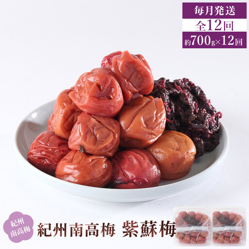 紀州南高梅 紫蘇梅 350g×2 塩分15％ [定期便 毎月発送・全12回]