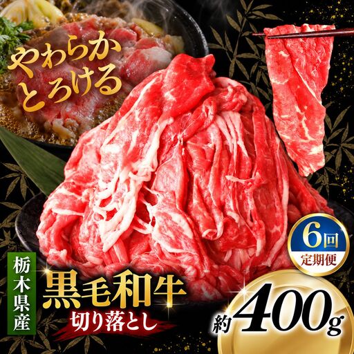[定期便６回]栃木県産黒毛和牛切り落とし 400g｜お肉 黒毛 和牛 栃木県 矢板市