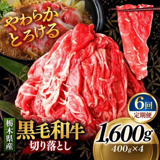 [定期便6回]栃木県産黒毛和牛切り落とし 1600g｜お肉 黒毛 和牛 栃木県 矢板市